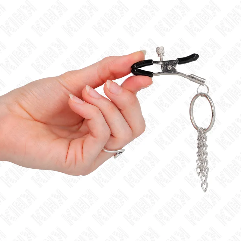 Kink - O Ring Nipple Clamp And Little Chain Silver 6 Cm 3