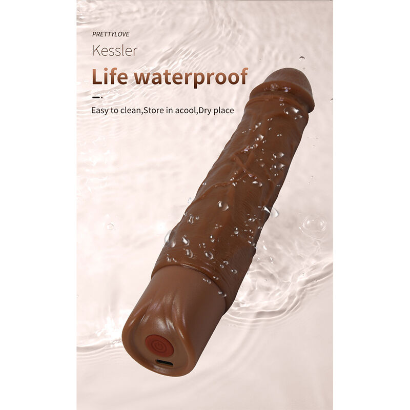Pretty love - kessler realistic vibrating dildo with 10 vibration modes and 10 throws, 22 cm, brown 5