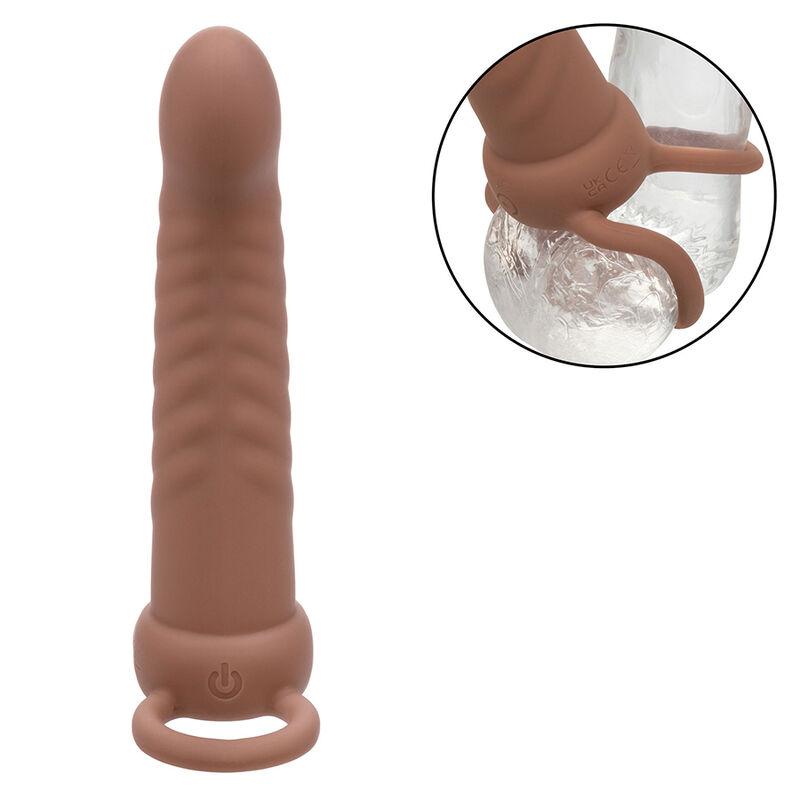 Calexotics - Maxx Ribbed Dual Penetrator 10 Vibrations Brown 5