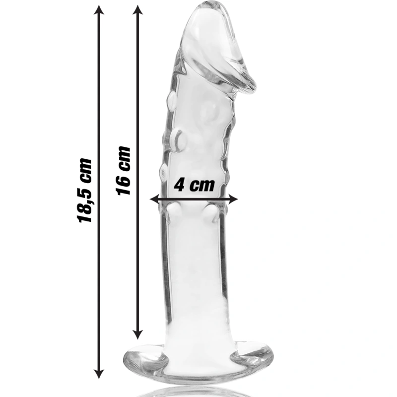 Nebula series by ibiza - model 19 dildo borosilicate glass clear 18.5 cm -o- 4 cm 2