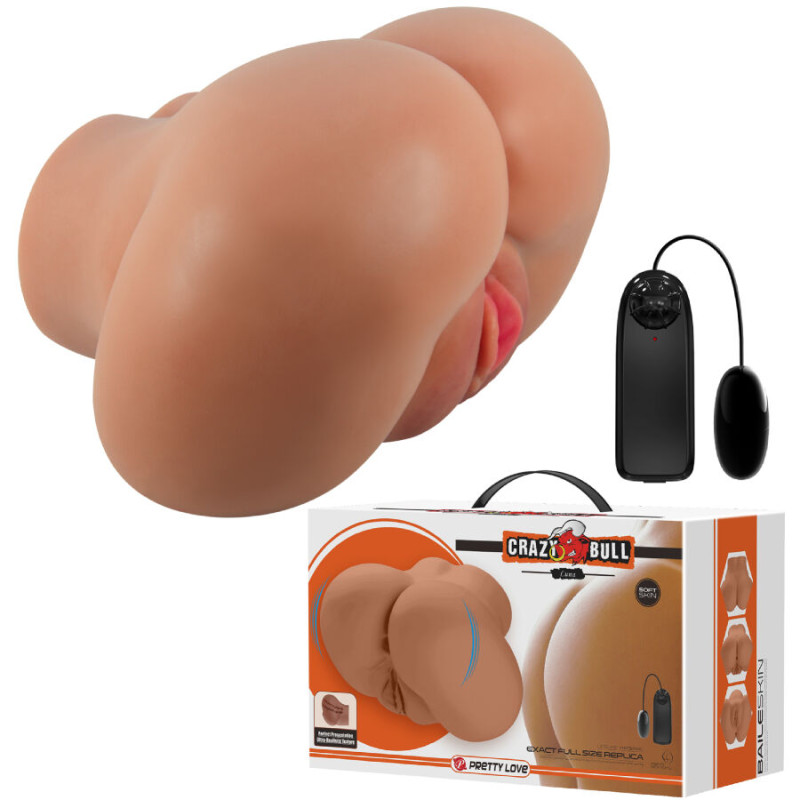 Crazy bull - luna vibrator butt with realistic vagina and anus flesh control remoto