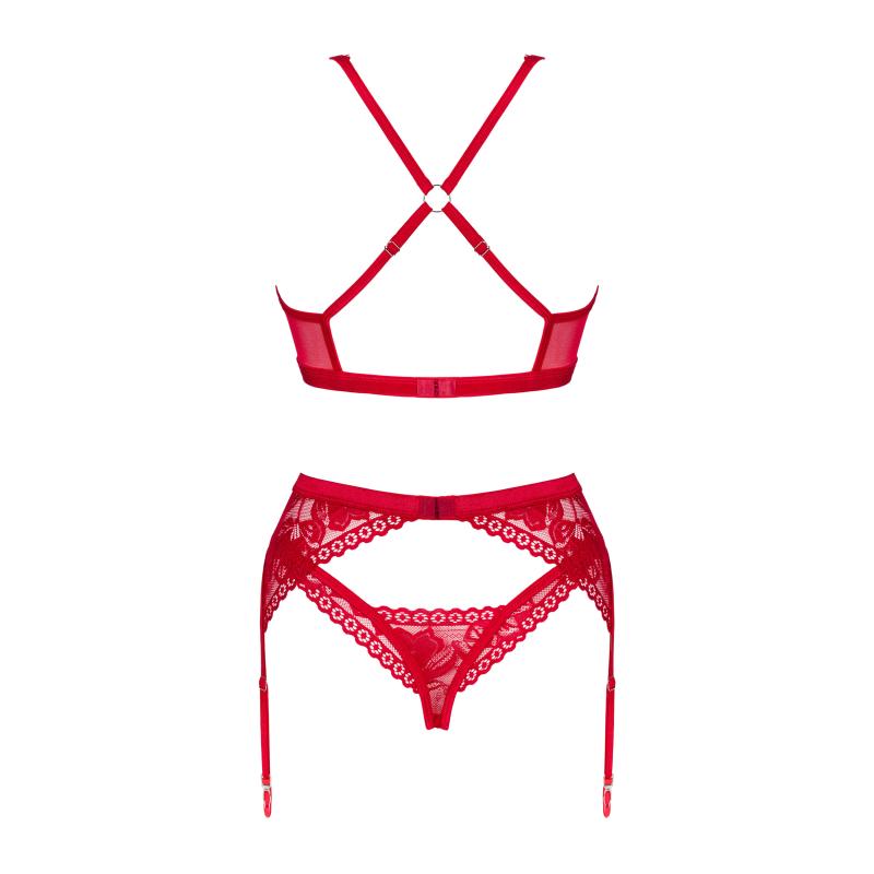 Obsessive - Romantic Set With Garter Belt Red M/L