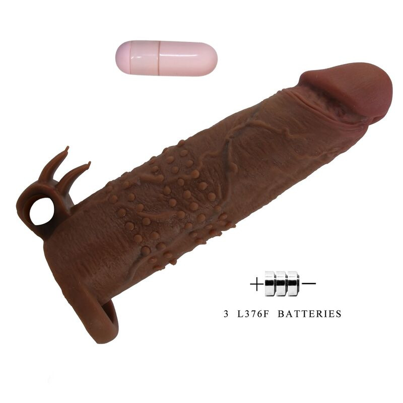 Pretty love - quillon vibrating penis sleeve 20 cm Ø 4 cm brown 6