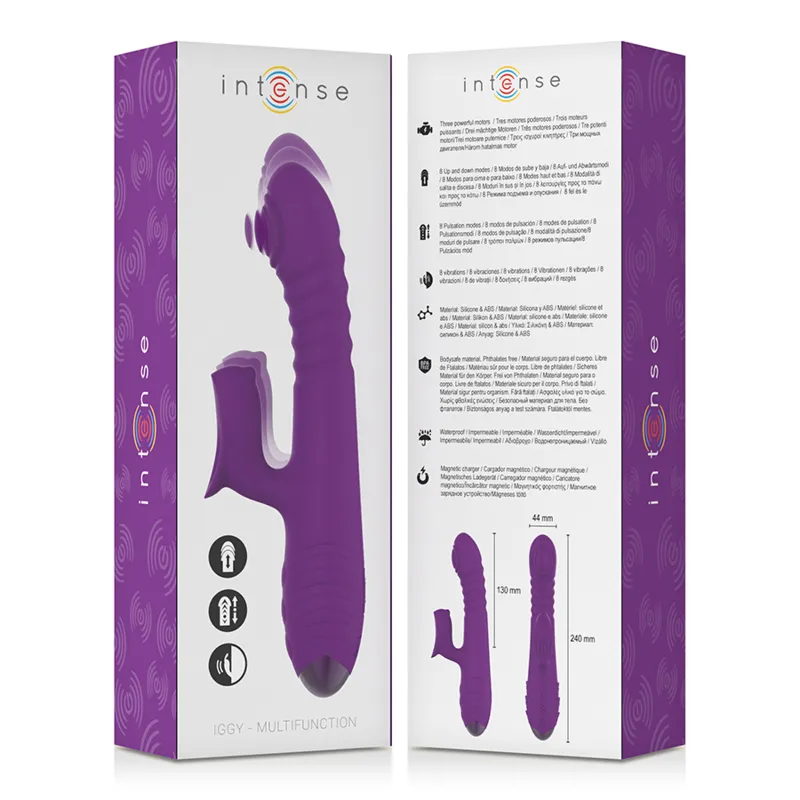 Intense - Iggy Multifunction Rechargeable Vibrator Up & Down With Clitoral Stimulator Purp 4
