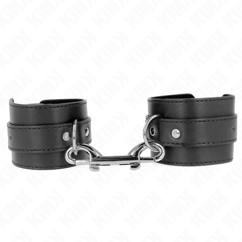 Kink - wrist restraints-single rivet row and big buckle black adjustable 17-28 cm x 5 cm 3