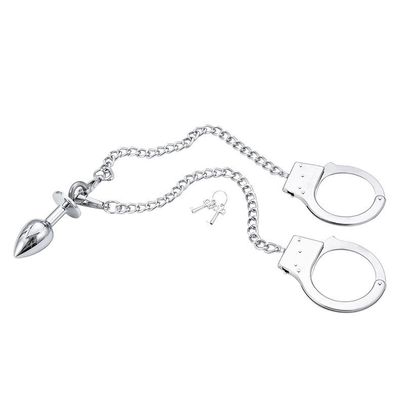 Ohmama Fetish Hand Cuffs With Chain And Anal Plug