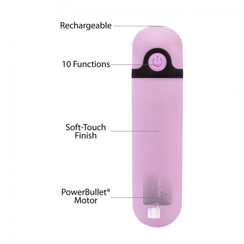 Powerbullet - Rechargeable Vibrating Bullet 10 Function Purp