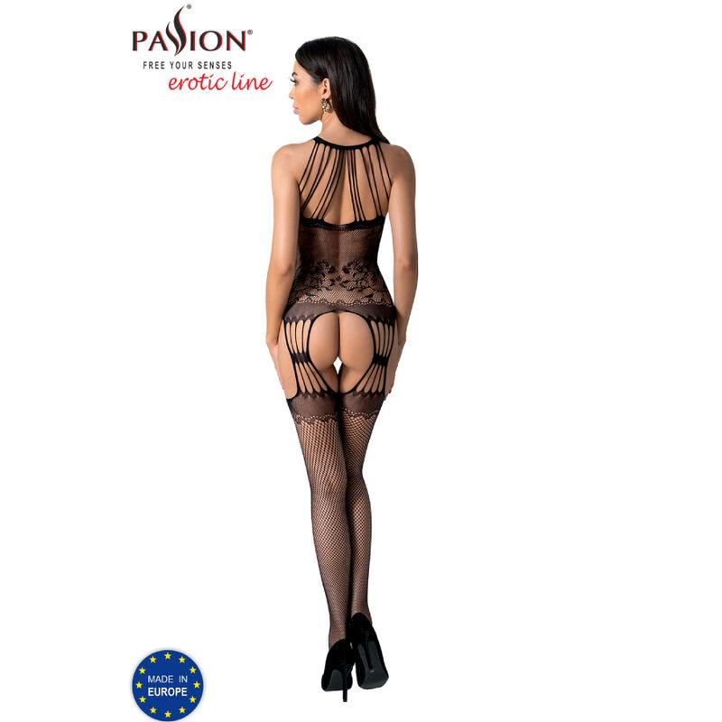 Passion - Bs095 Bodystocking Black One Size - Sieťovaný Erotický Overál 3