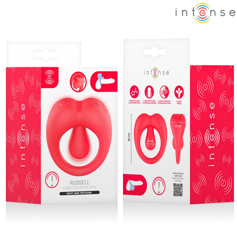 Intense - russell vibrating penis ring with clitoris stimulation red 8