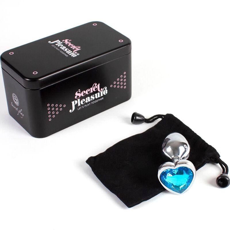 Secret Play - Metal Butt Plug Blue Heart Small Size 7 Cm