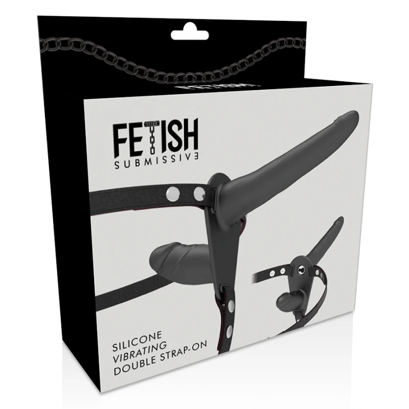Fetish submissive harness - double penetration black vibrator 5