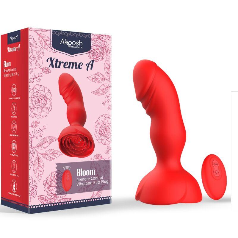 Armony - extreme a bloom rose vibrator & anal plug remote control red