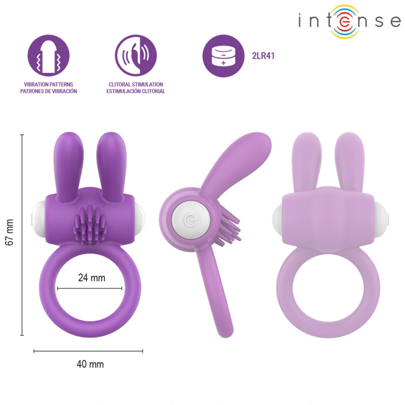 Intense - hopps vibrating penis ring with clitoral stimulation purple 3