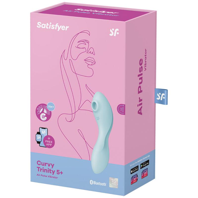 Satisfyer Curvy Trinity 5 Air Pulse Stimulator & Vibrator Blue - Stimulátor Klitorisu