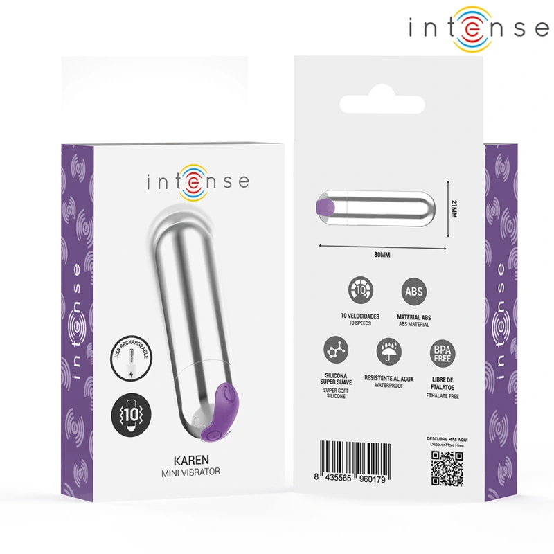 Intense - karen mini rechargeable vibrating bullet silver 5