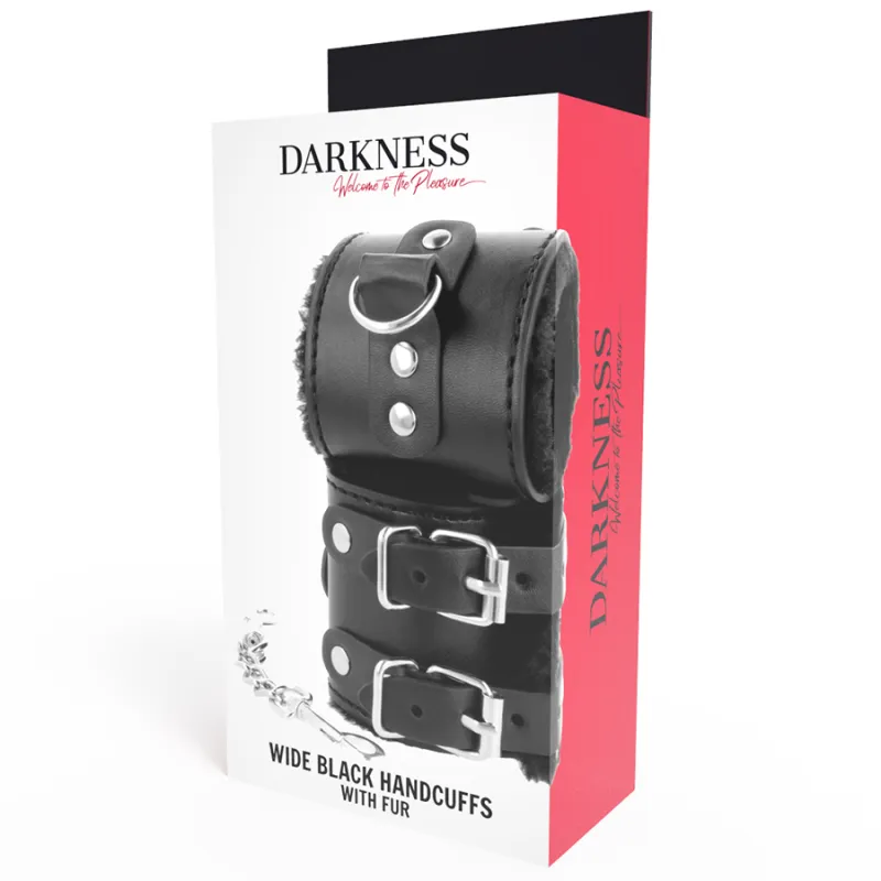 Darkness  Wrist Restraints Black With Fur