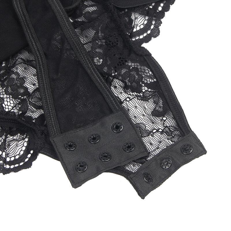 Subblime - Teddy With Garter With Lace Detail And Strips Black L/Xl