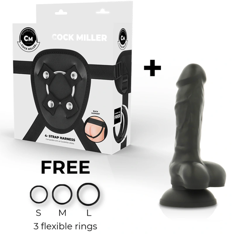Cock miller - harness + silicone density cocksil articulable black 13 cm