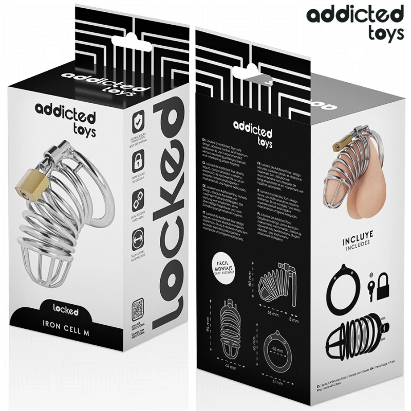 Addicted toys locked - iron cell metal penis cage size m 5