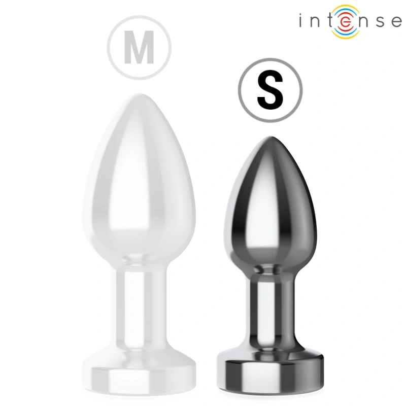Intense - vibrating metal anal plug with led lights and remote control - size s 5