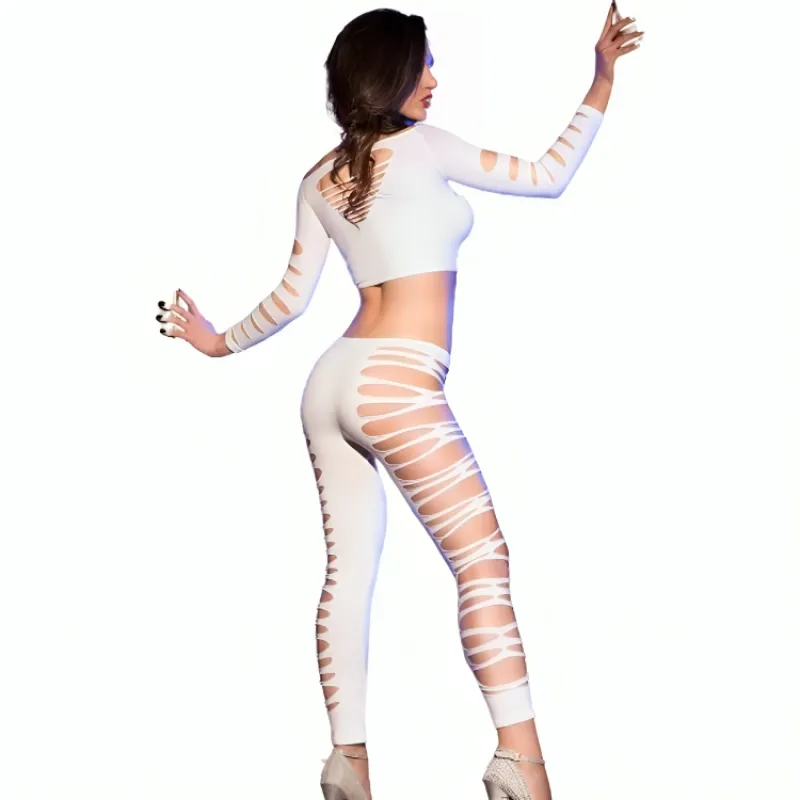 Chilirose - Cr 3654 Top & Leggins White S/M 1