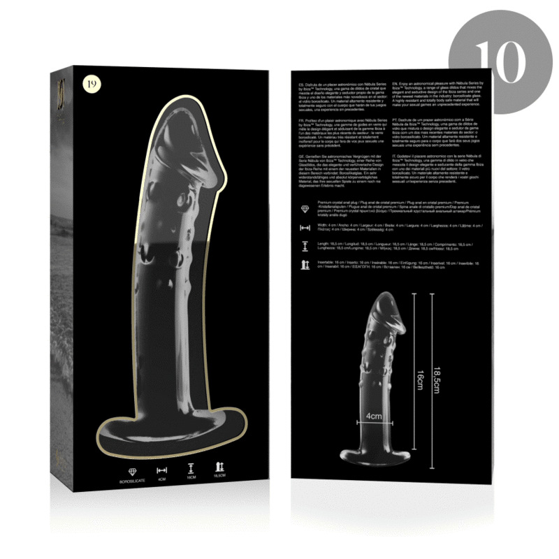 Nebula series by ibiza - model 19 dildo borosilicate glass clear 18.5 cm -o- 4 cm 3