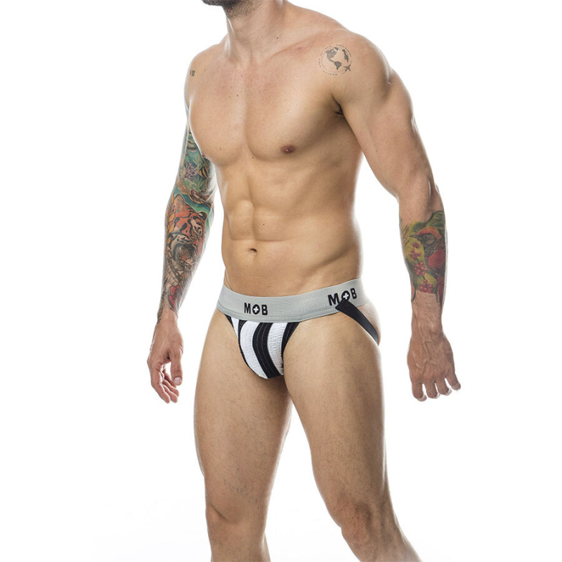Mob - classic stripe white jock size s 1