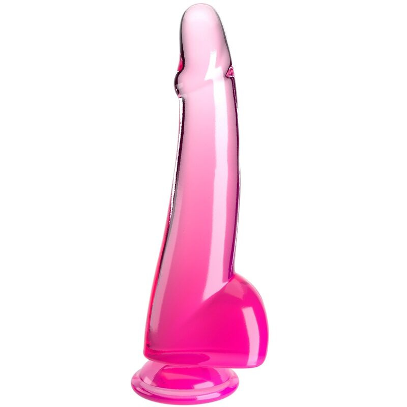 King cock - clear dildo with testicles 19 cm pink