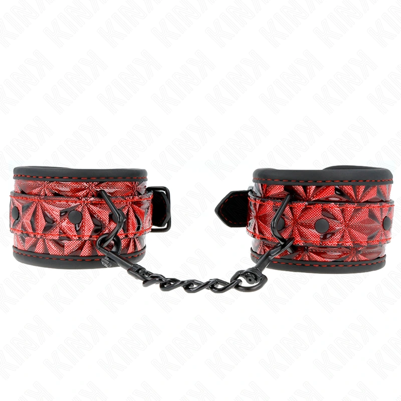 Kink - diamond pattern wrist restraints dark red adjustable 17-26 cm x 5.5 cm 3