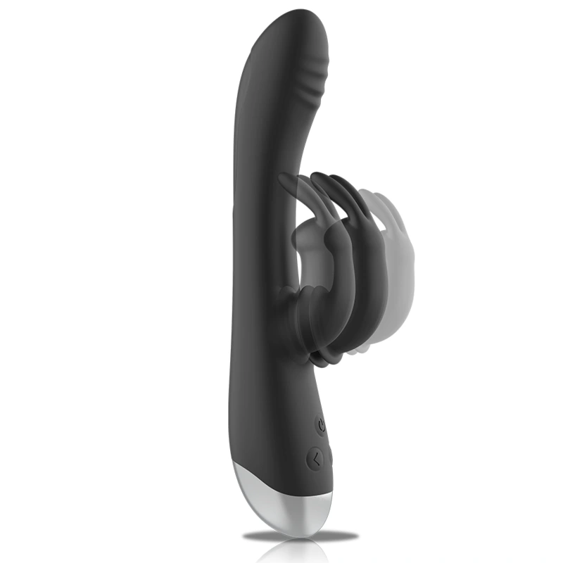 Black&silver - dj. adam rechargeable silicone rabbit stimulator black 3