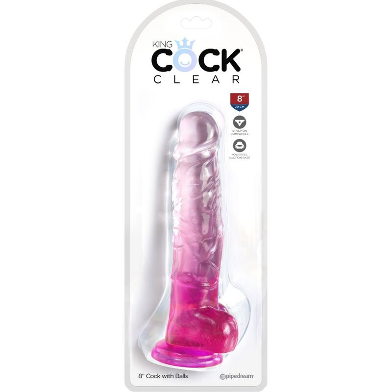King cock - clear realistic penis with balls 16.5 cm pink 1