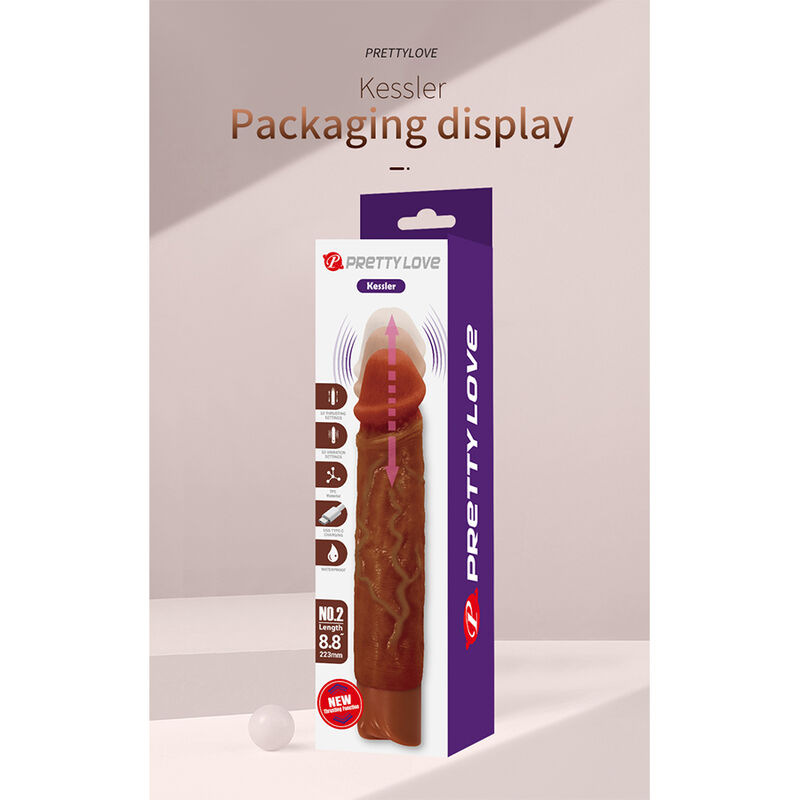 Pretty love - kessler realistic vibrating dildo with 10 vibration modes and 10 throws, 22 cm, brown 15