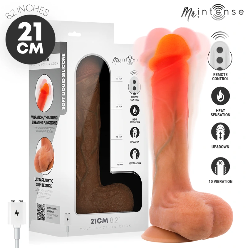 Mr intense - bradley vibrator dildo with heat effect and remote control 21 cm -Ø- 4.2 cm