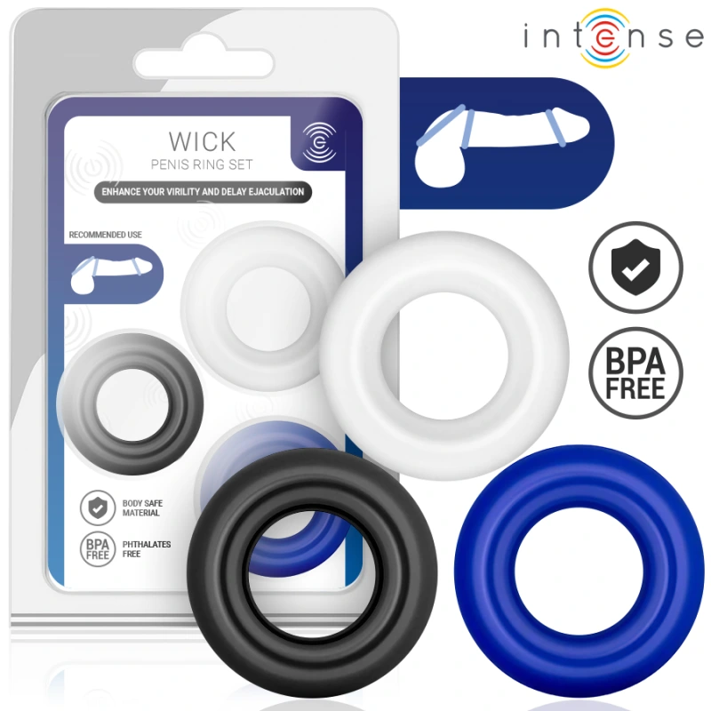 Intense - wick set of 3 penis rings various colors