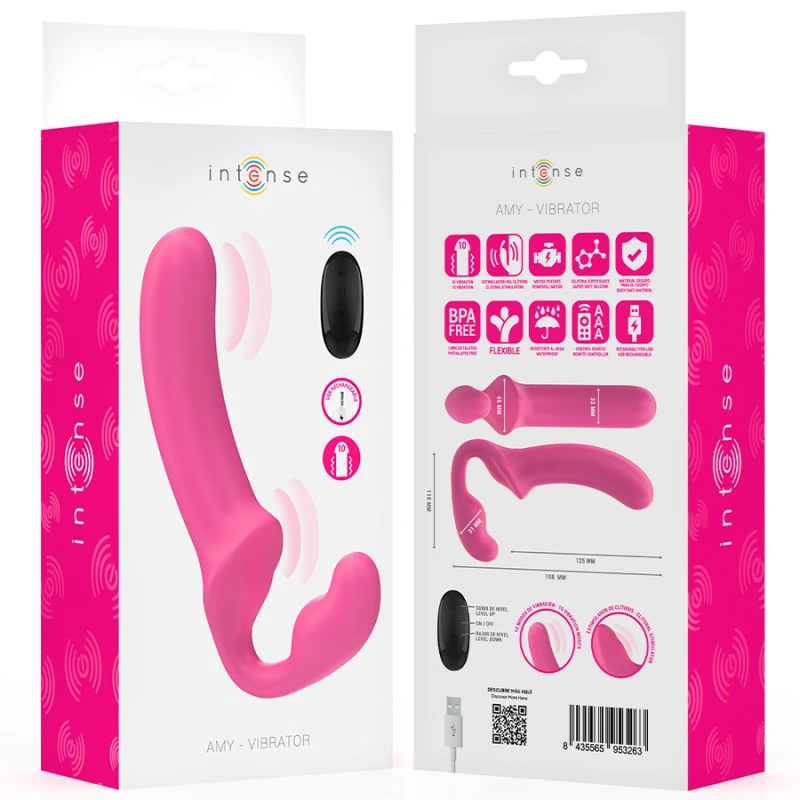 Intense - amy double vibrator 20 cm pink remote control 7