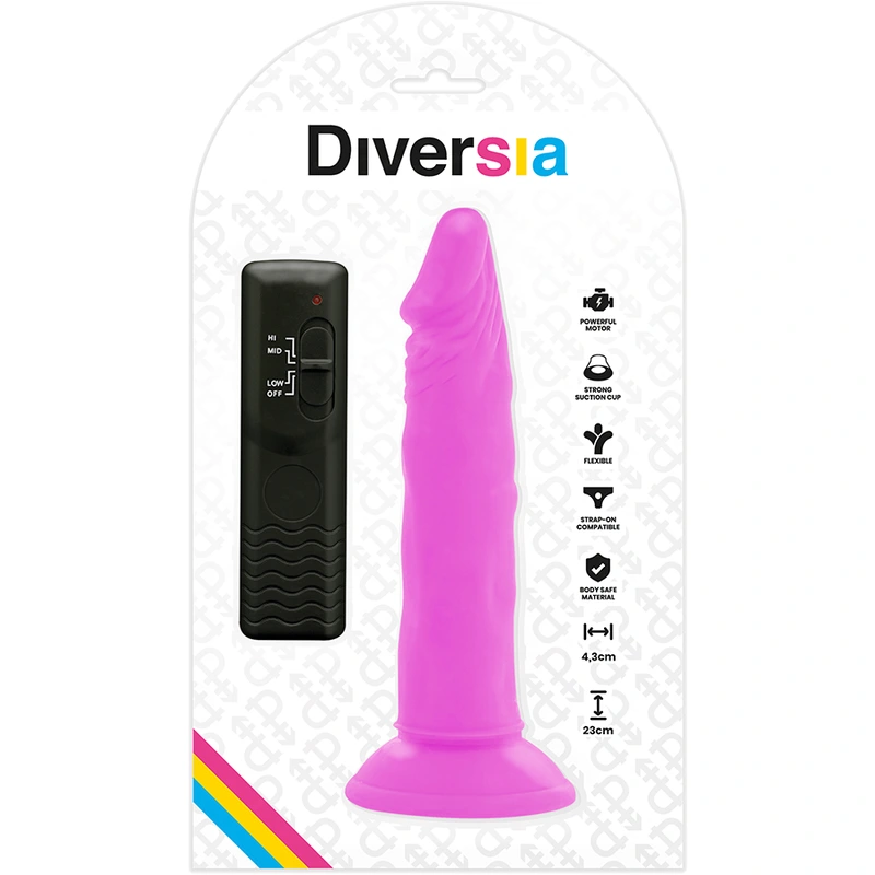 Diversia - flexible vibrating dildo purple 23 cm -o- 4.3 cm 6