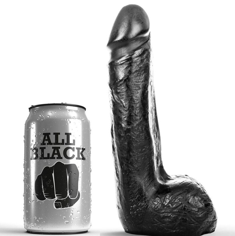 All black - soft black realistic dildo 20 cm