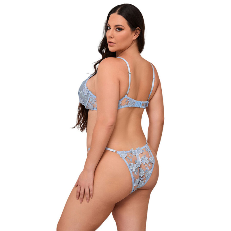 Subblime - 957636 flower embroidered bra and panties set sky blue l/xl 3