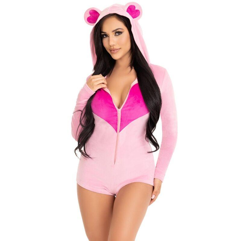 Leg avenue - teddy bear velvet bodysuit pink s 1