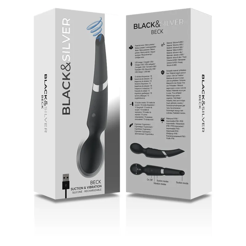 Black&Silver - Beck Suction & Vibration Silicone Rechargeable Black - Masážna Hlavica