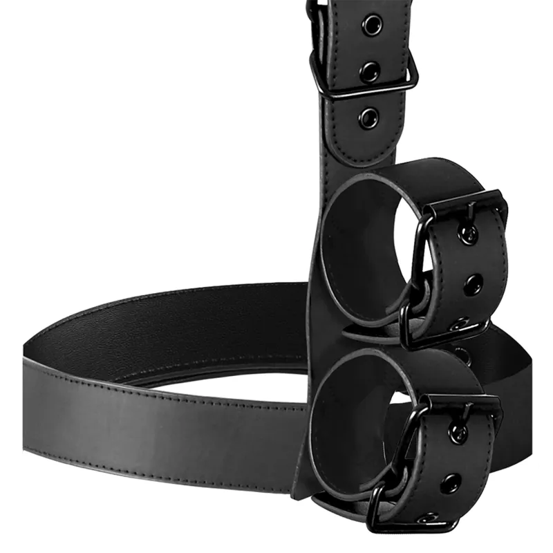 Fetish Submissive Bondage - Collar & Wrist Cuffs Body Restraint Set - Postroj 5