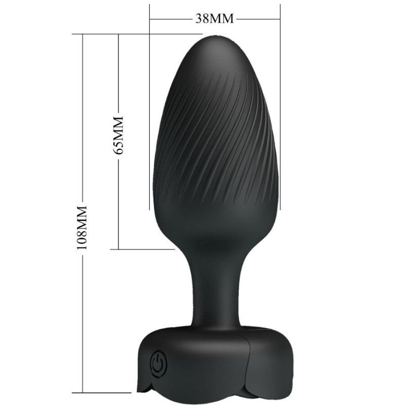Pretty love - varian anal plug with led light black 10.8 cm 5