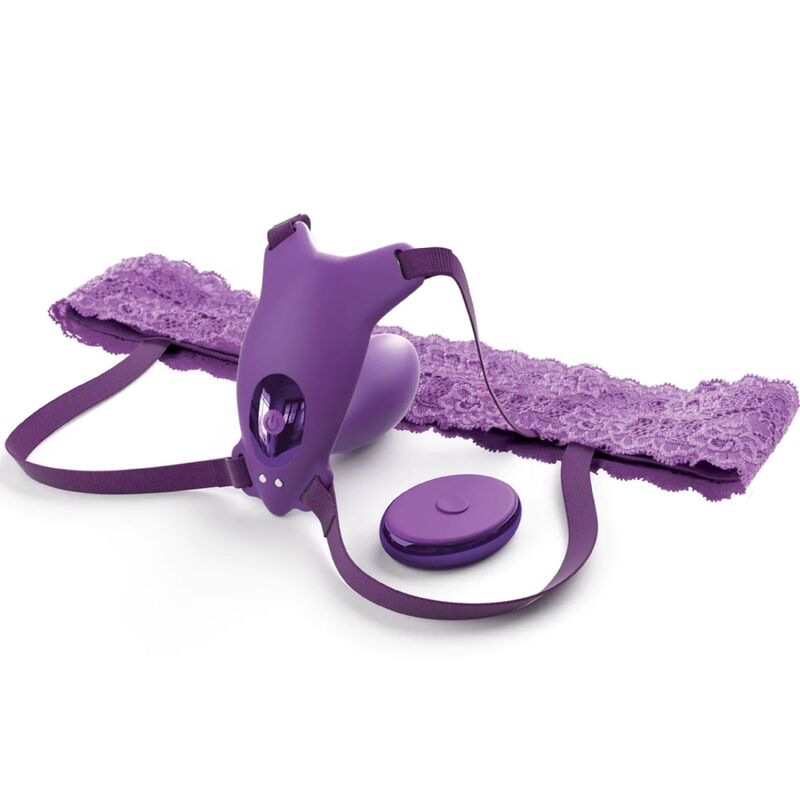 Fantasy for her - butterfly harness g-spot with vibrator, rechargeable & remote control violet