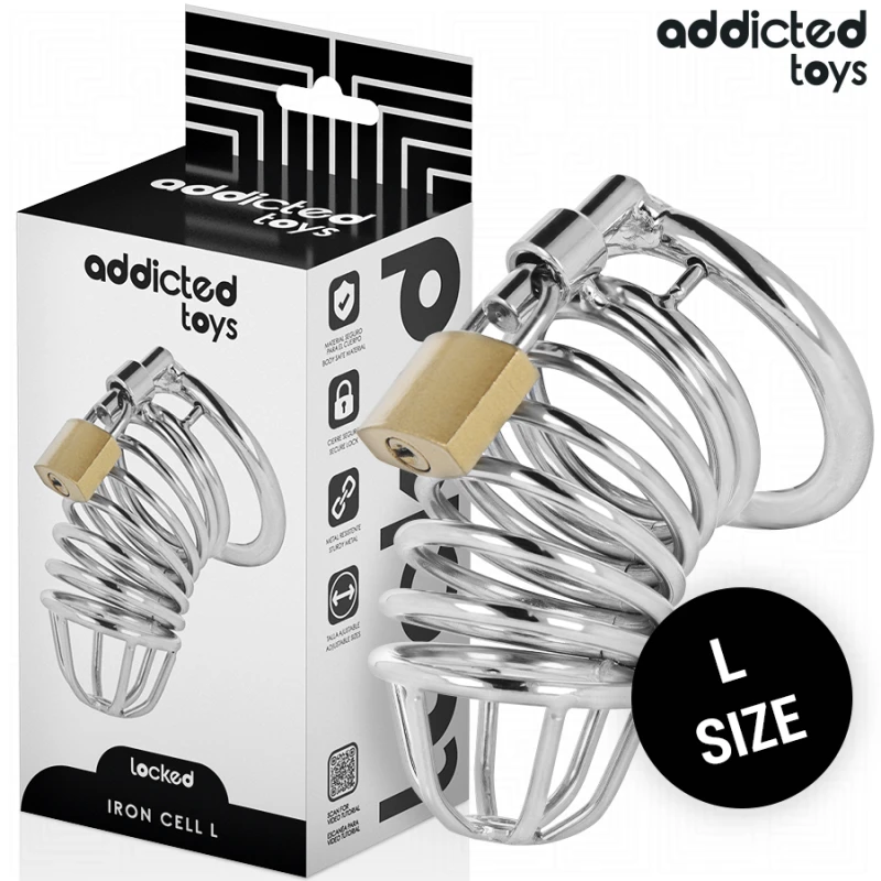 Addicted toys locked - iron cell metal penis cage 5 cm size l