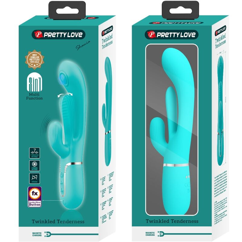 Pretty love - shania triple rabbit multifunction vibrator 3 in 1 blue 9