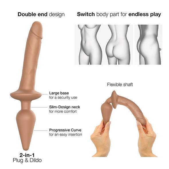 Strap-On-Me - Switch  Plug-In Realistic Dildo Caramel S