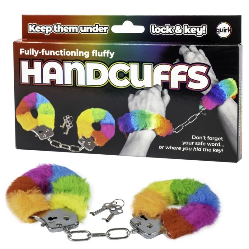 Spencer & fleetwood - rainbow lined metal handcuffs