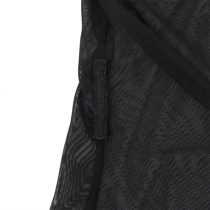 Subblime - Transparent Fabric Robe With Lace Detail Black S/M 8
