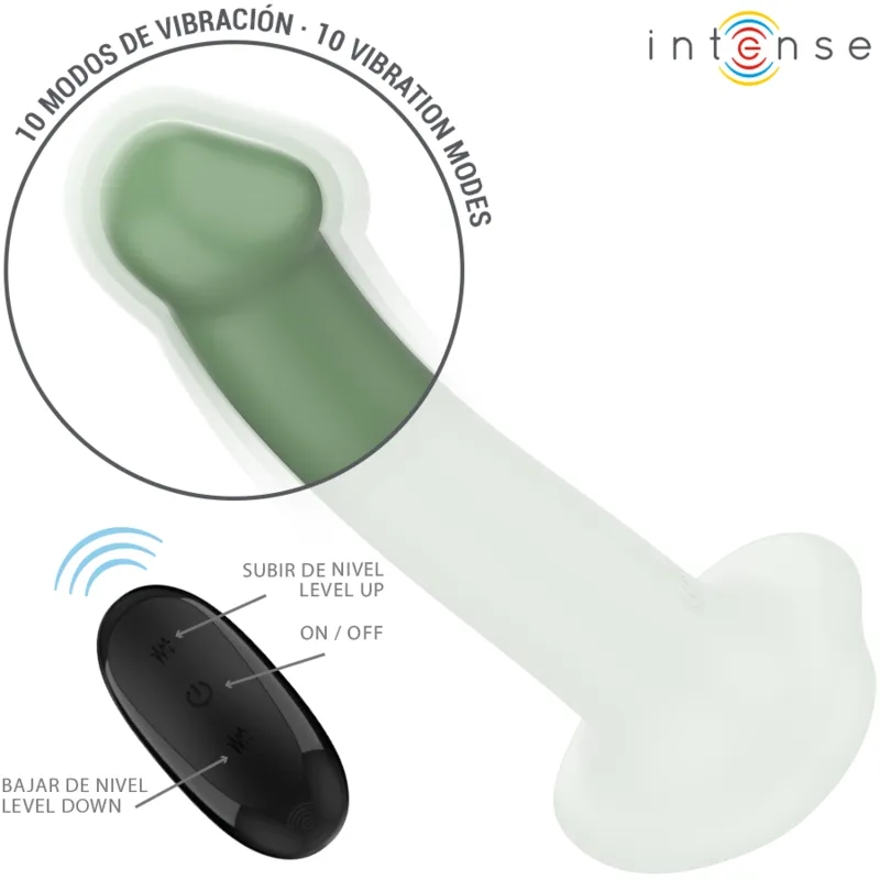 Intense - becca vibrator with suction cup 10 vibrations green remote control 2