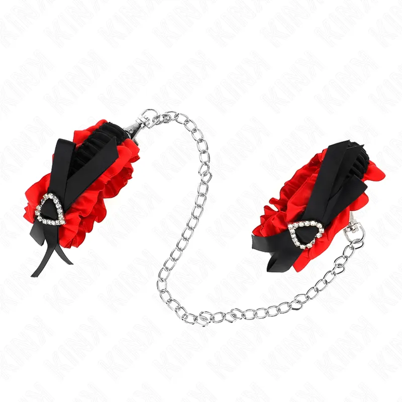 Kink - Lace Elastic Wrist Restraints Red Heart Details Adjustable 22-35 Cm 1